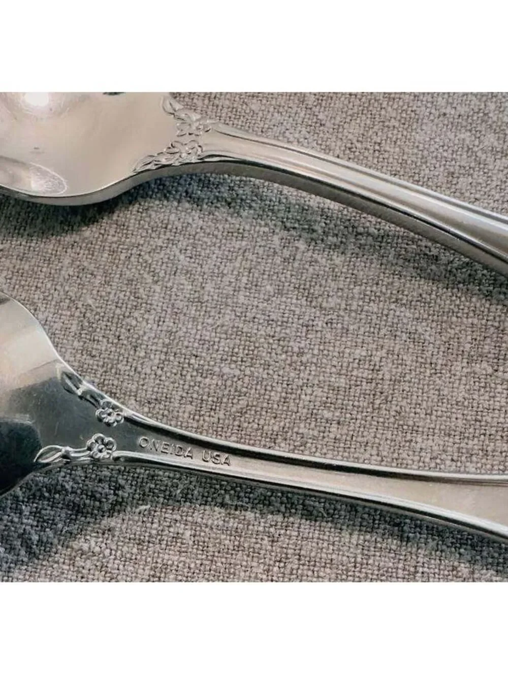 Vintage Oneida USA Plantation Stainless Steel Spoons Floral Set of 3